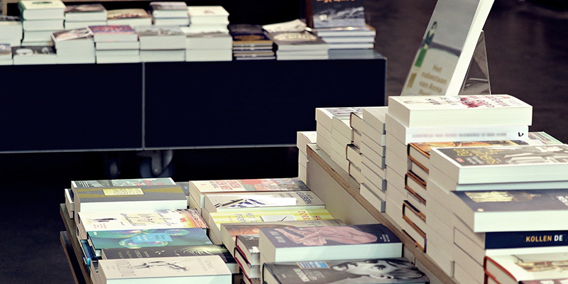 Books on table during a book sale