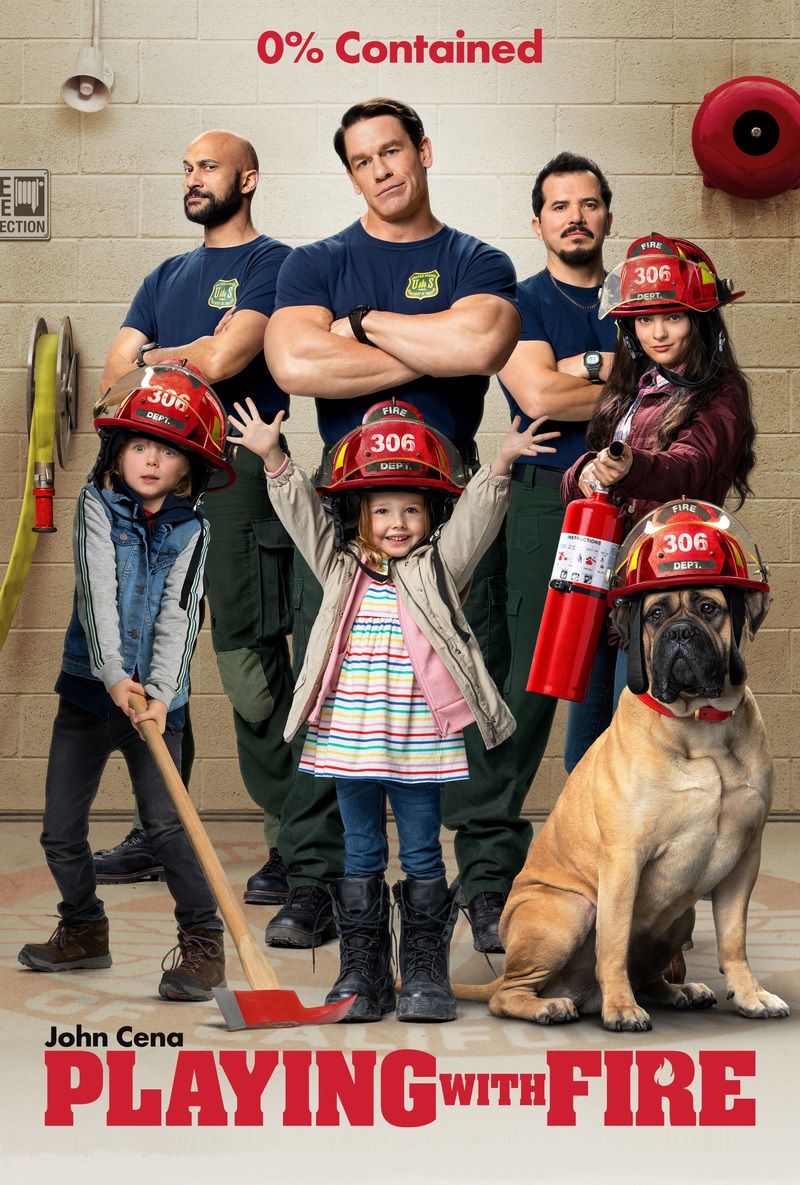 movie poster firefighters standing with kids