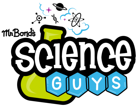 Science guys logo with science beaker.