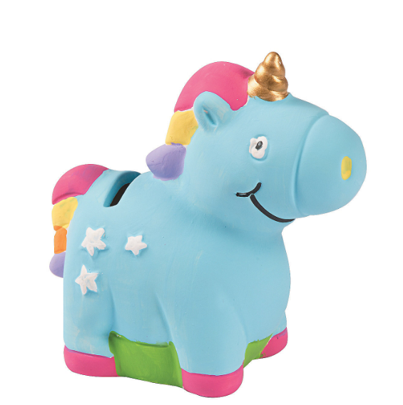 colorful ceramic unicorn piggy bank