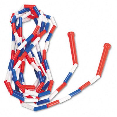 red, white, and blue segmented jump rope