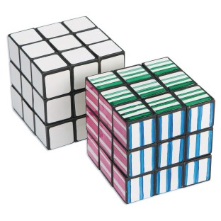 puzzle cubes with colorful marker designs
