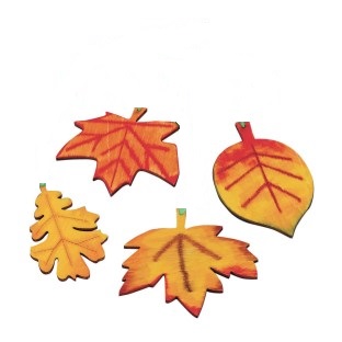painted wooden leaves