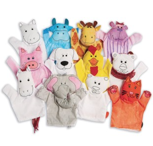 colorful animal hand puppets