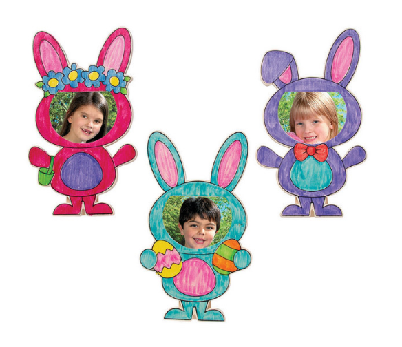 colorful wooden bunny picture frames