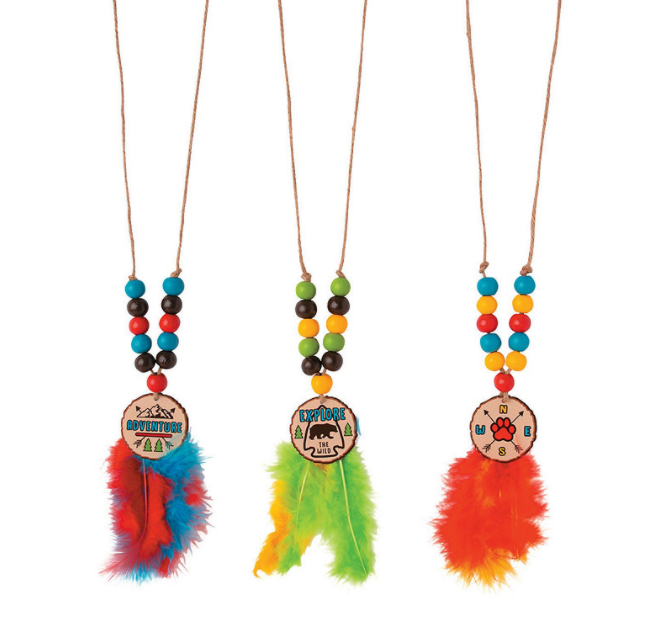 colorful beaded feather necklaces