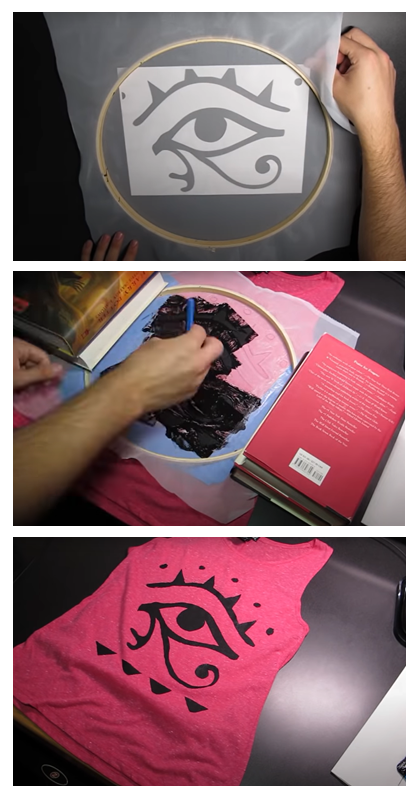 screen printing design on a pink tank top
