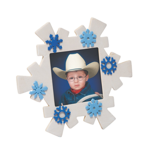 wooden snowflake picture frame