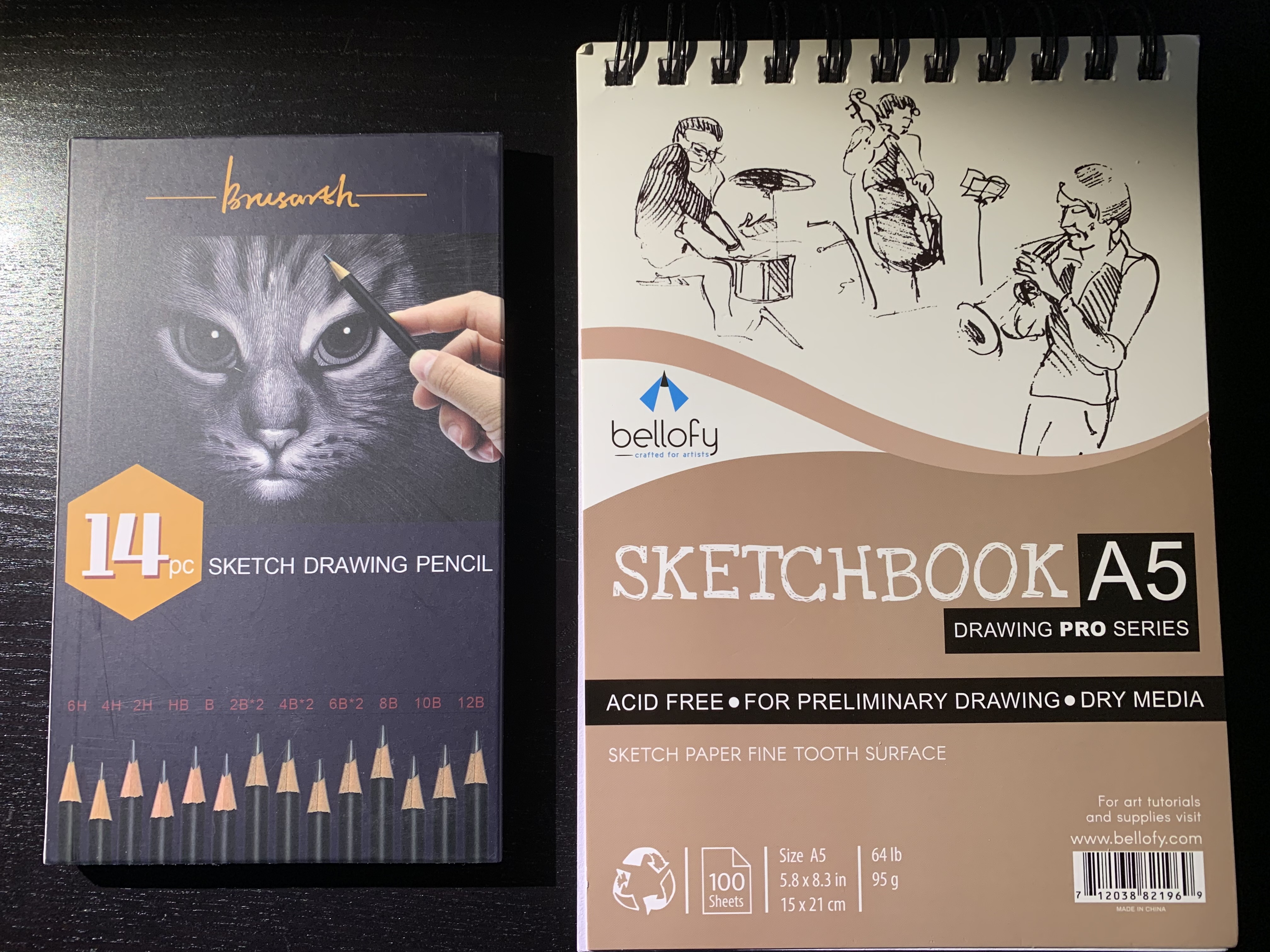 Sketch Book and Drawing Pencils