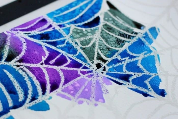 spider web watercolor resist art