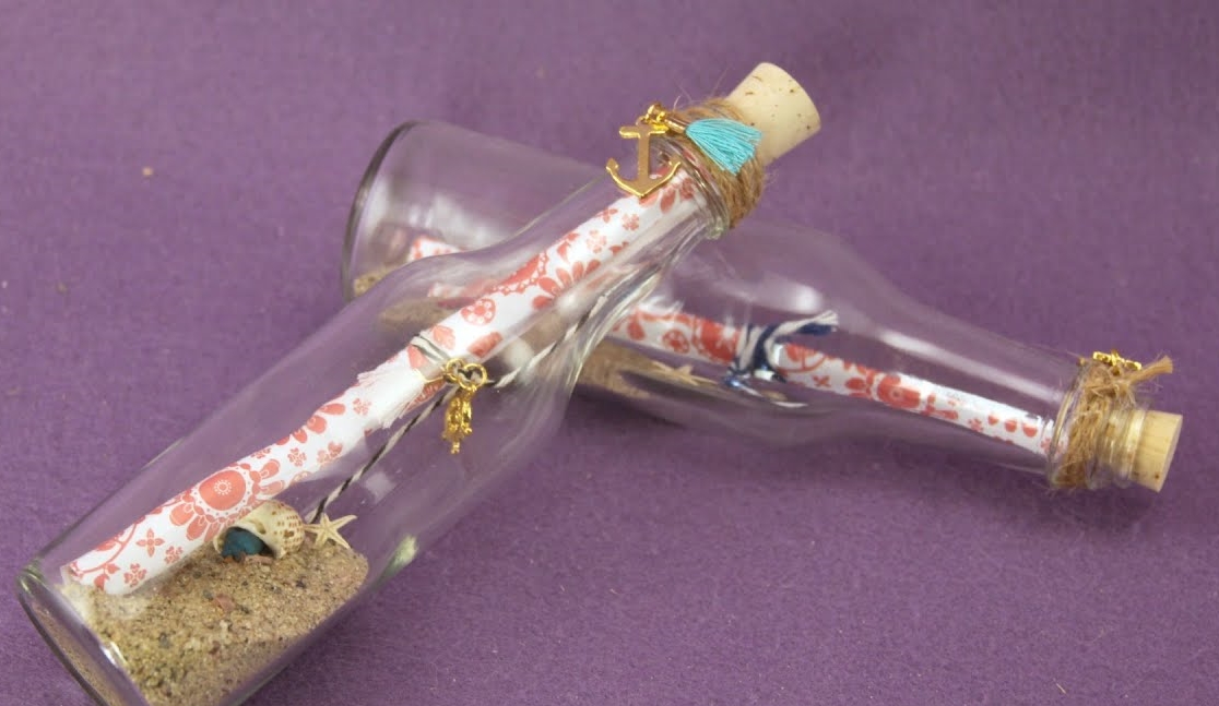 diy messages in a bottle on a purple background
