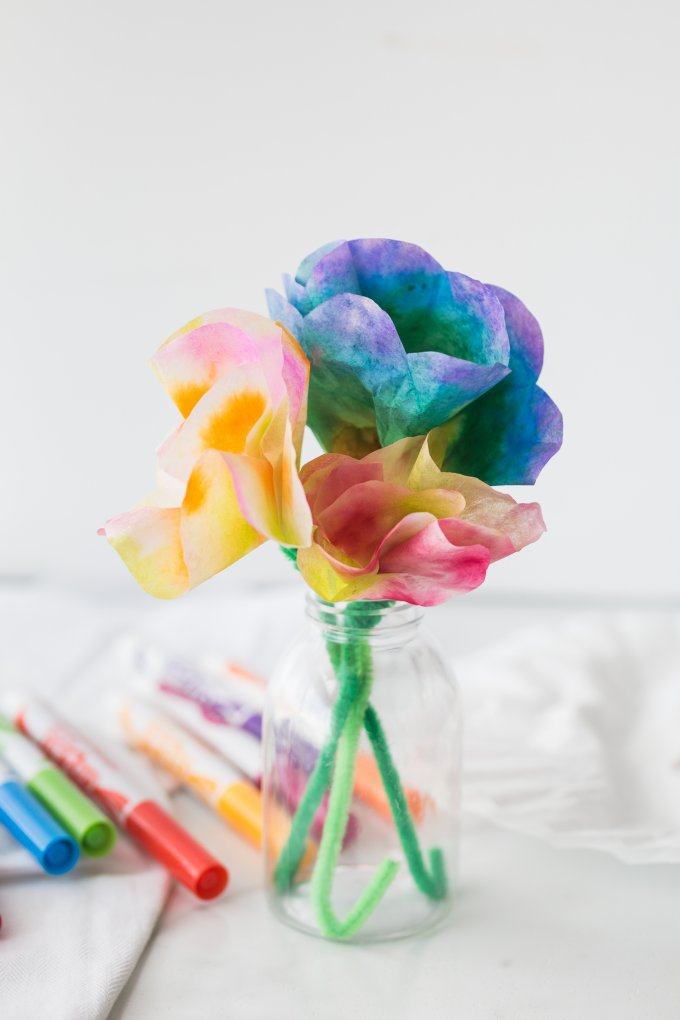 Image of coffee filter flowers in a jar