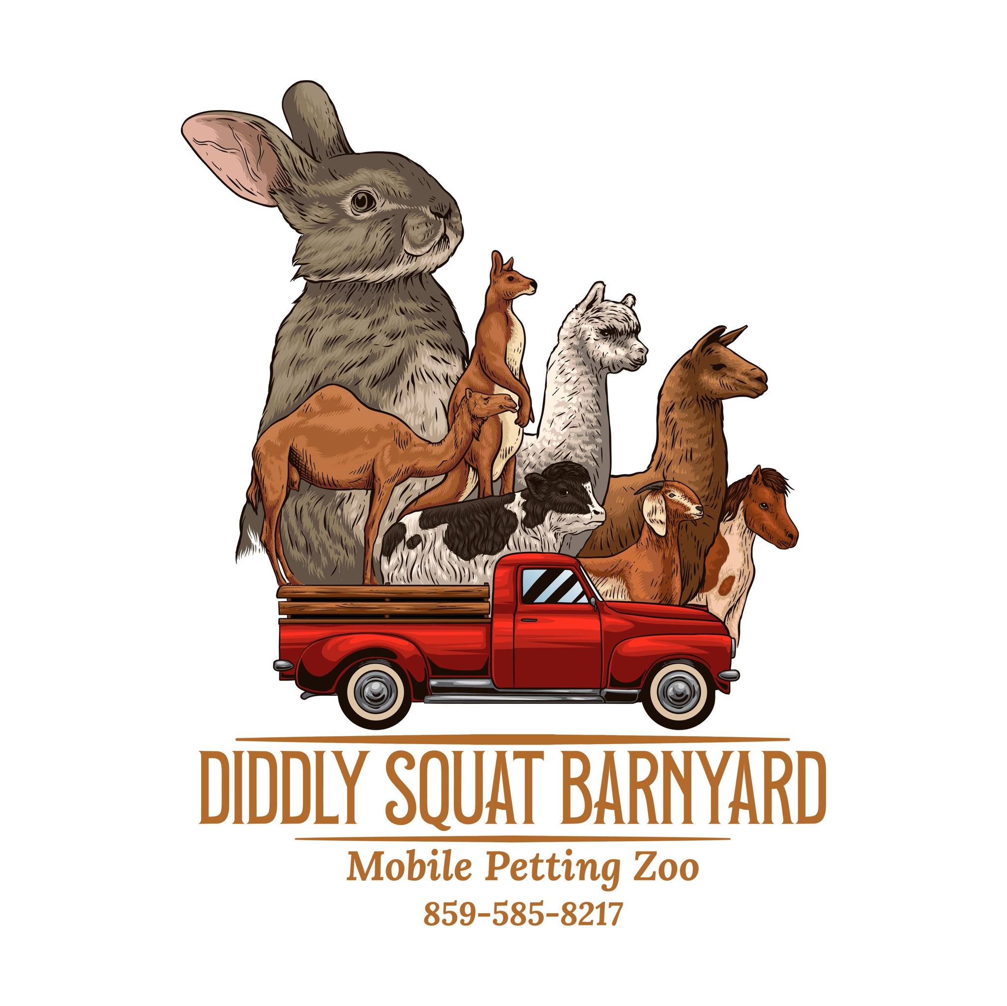 Diddly Squat Barnyard logo with animals in a wagon
