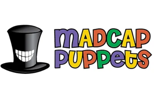 Madcap puppets logo with a smiling top hat