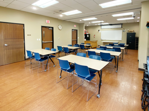 Community Room interior placed in a classroom setup