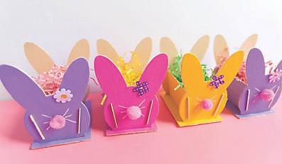 colorful wooden bunny baskets