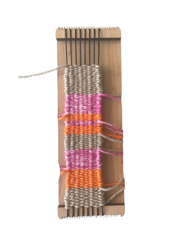 Image of a bracelet while it's being woven 