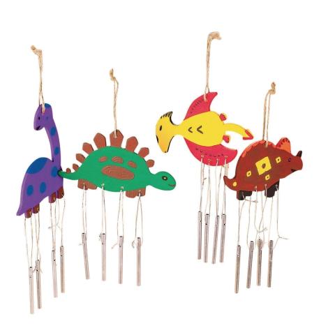 Image of wooden dinosaur wind chimes