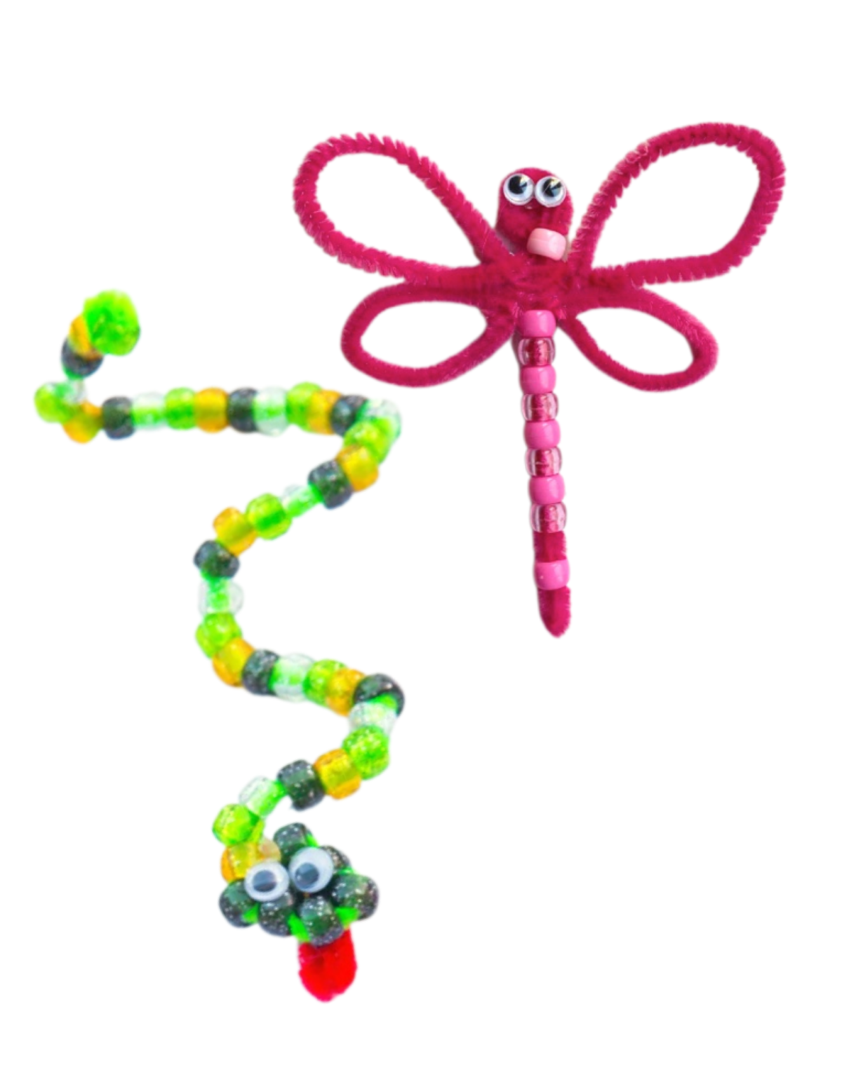 Image of pony bead snake and dragonfly