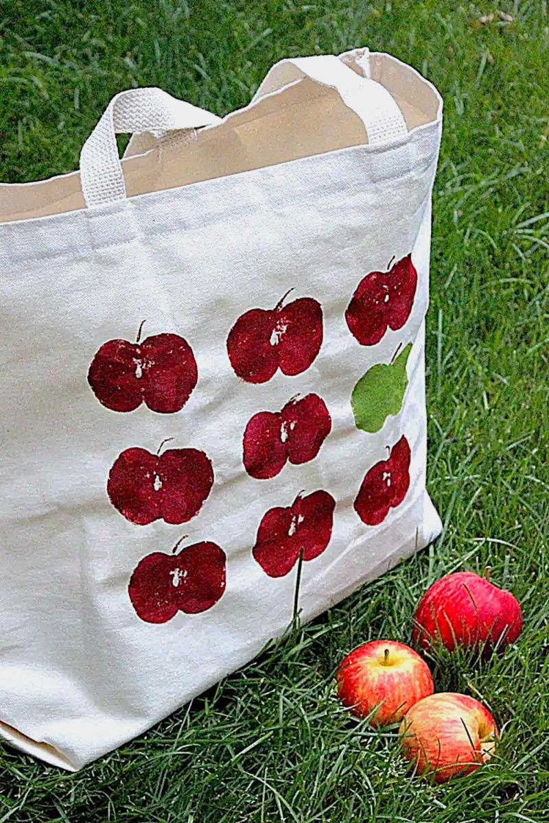 apple stamped bag