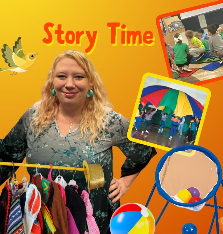 Jessica holding toys during story time