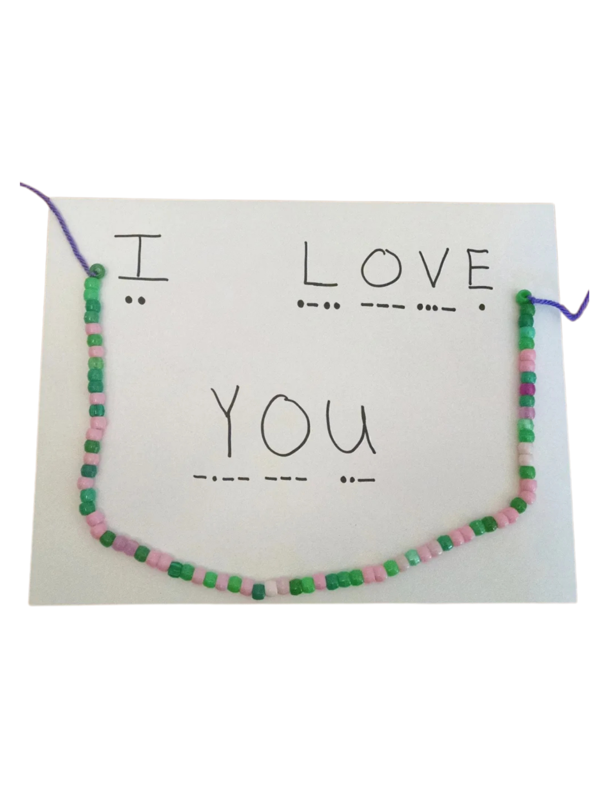 Image of a Morse code bracelet that says "I Love You"