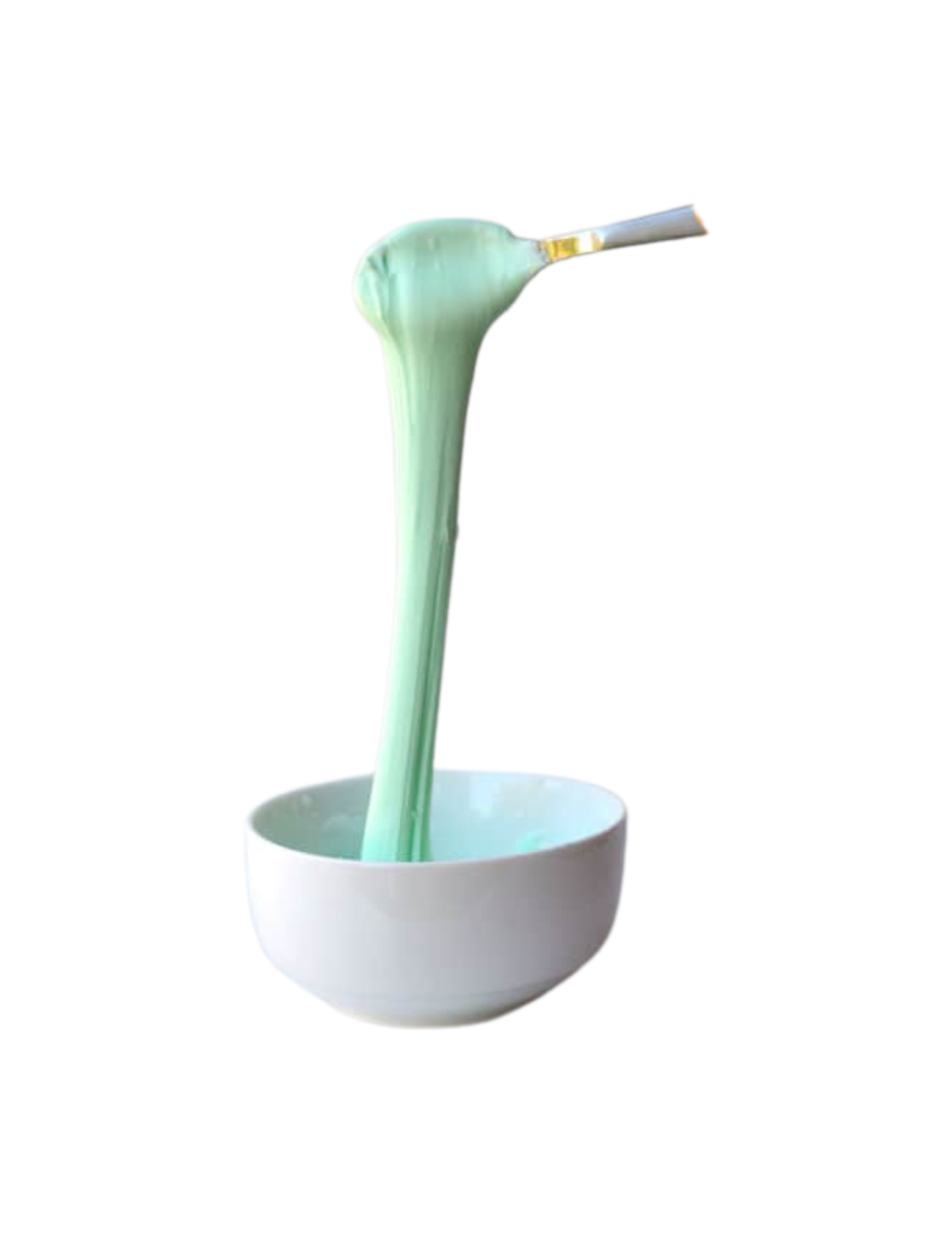 Image of slime flowing from a spoon into a bowl